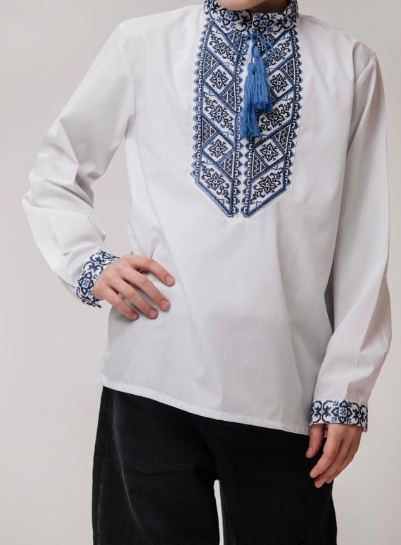 Kleding Jongenskleding Tops & T-shirts Sorochka Boys Oekraïens Vyshyvanka shirt Boy's Embroidered Shirt 