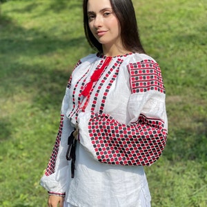 Embroidered Linen Blouse, Ukrainian Vushyvanka Sorochka, Bohemian Chic Top image 8