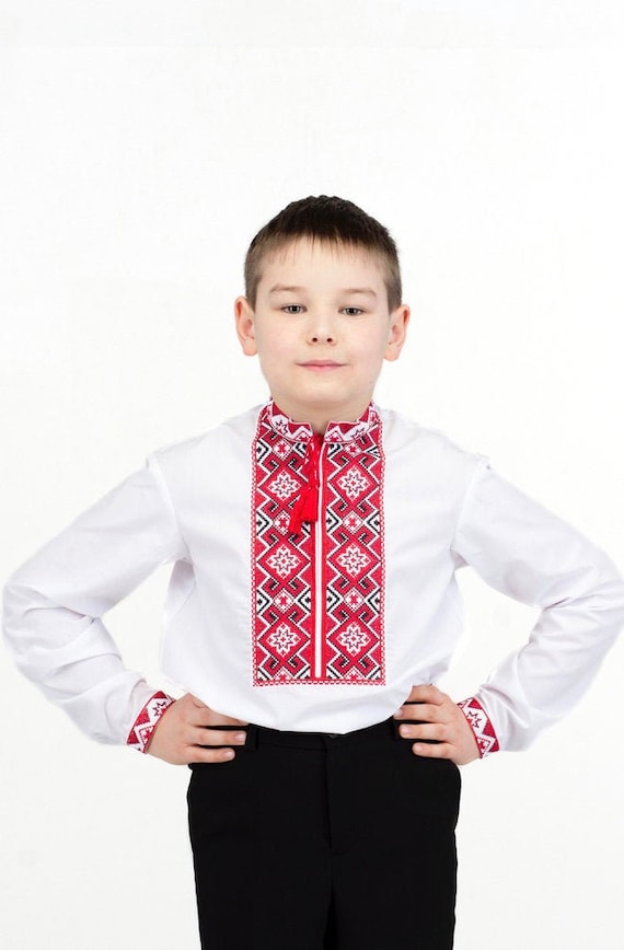 Oekraïens Vyshyvanka shirt Sorochka Boys Kleding Jongenskleding Tops & T-shirts Boy's Embroidered Shirt 