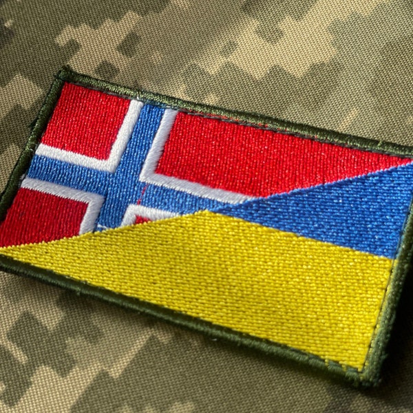 Norway-Ukrainian National Flags Patch, NO-UA Cooperative Patch, Ukrainian-Norwegian Partnership, Moral patches