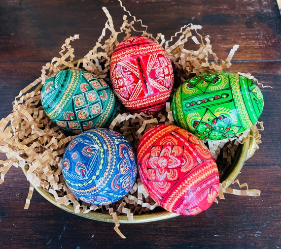 Set 5 Easter Eggs Folklore Easter Eggs Handmade Easter Egg Hand