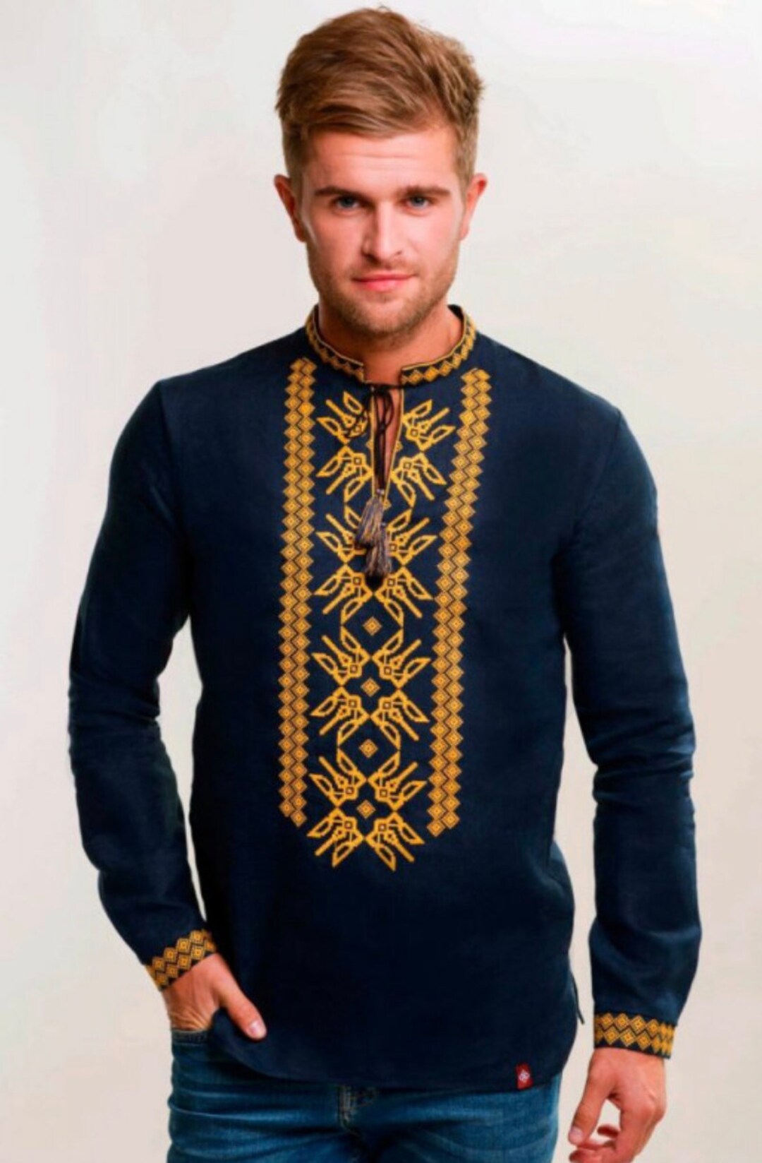 Ukrainian Vyshyvanka Sorochka , Linen Man Shirt , Embroidered Man Shirt