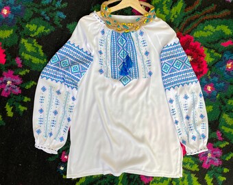 size S-M, Ukrainian Handmade Vyshyvanka, Embroidered Hand Crafted Blouse, Folklore Ukrainian Souvenir, Bohemian Boho Style Top