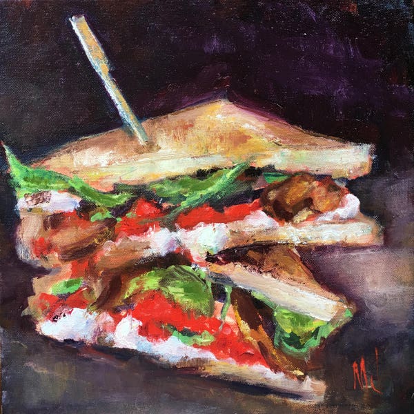 Sandwich, Bacon Salat und Tomaten, Original Öl, 12 x 12