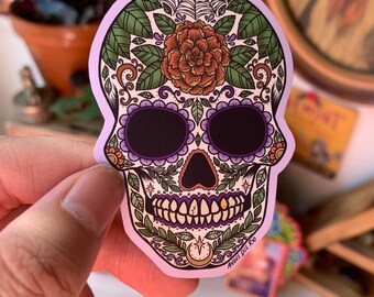 Calavera de Azucar Stickers | Sugar Skull Stickers, Dia de los Muertos Stickers, Skull Sticker, Sugar Skull Art, Day of the Dead Stickers