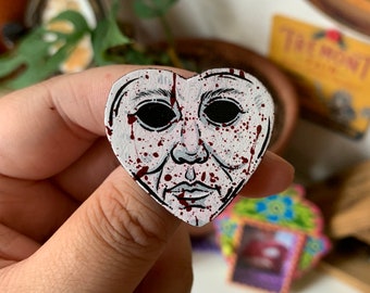 Michael Myers | HANDMADE Wooden Pin/Button | Halloween, Horror Movie, Horror Art, Horror Villain, Halloween Art, Spooky Art