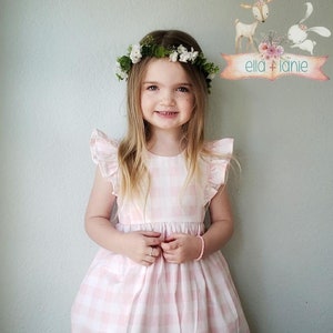 Pink and white Buffalo plaid dress