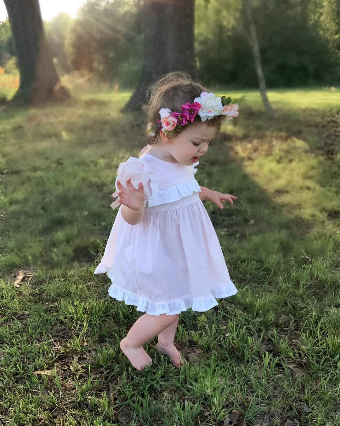 white and pink ruffle dress Pink And White Princess Ball Gown Formal Prom Dress with Ruffles
