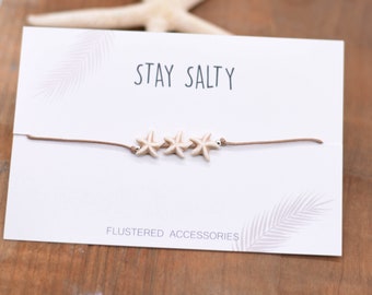 SALE Starfish Choker, Stay Salty Choker, Beach Jewelry, Ocean Jewelry, Starfish Jewelry, String Choker, String Necklace