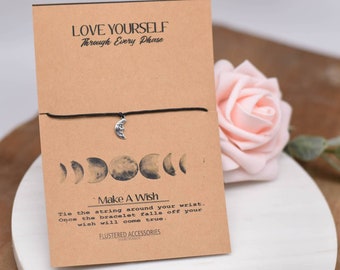 Moon Wish Bracelet, Jewelry On Cards, Love Yourself Through Every Phase, Inspirational Jewelry, Encouragement