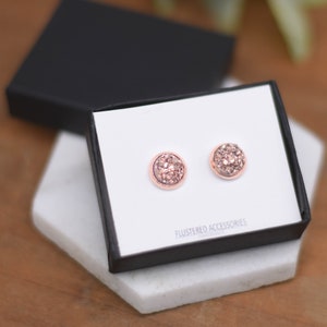 CLEARANCE SALE Wedding Sale, Rose gold Druzy Earrings, Druzy Earrings, Rosegold Studs, Druzy Rose Gold, Bridesmaid Gift