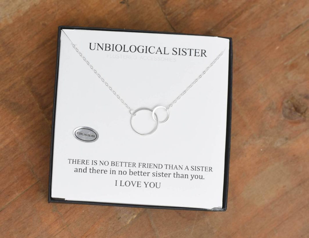 Unbiological Sister Necklace Double Circle Sterling Silver Gift