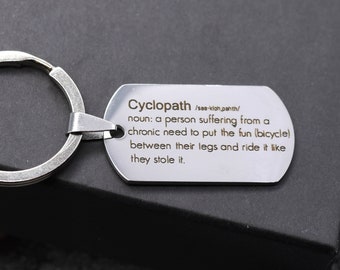 SALE Cyclopath Keychain, Bike Necklace, Funny Bike Key Chain