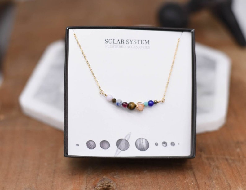 Solar System Necklace, Planet Necklace, Space Necklace image 1
