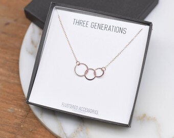 Three Generations Necklace, Circle Necklace, Three Circle Necklace