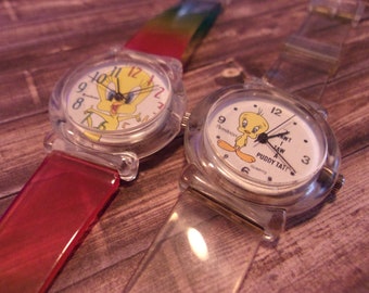 Lot of Two Working Armitron TWEETY BIRD Quartz Watches, New Batteries,  Original bands.