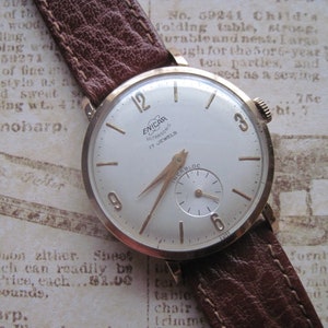 Stunning and RARE!!!! 9K Solid Gold Manual Men&#39;s ENICAR Good Working Condition with Sub seconds new leather band WOW!!!!