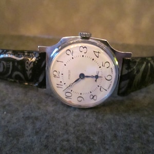 Vintage Pobeda Raketa 16 Jewel Manual Wind Men&#39;s Watch New leather band