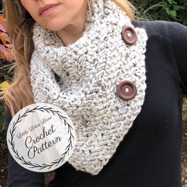 The Bentley Button Cowl Crochet PATTERN / Written Tutorial / PDF Pattern / Instant Download / Skill Level: Easy