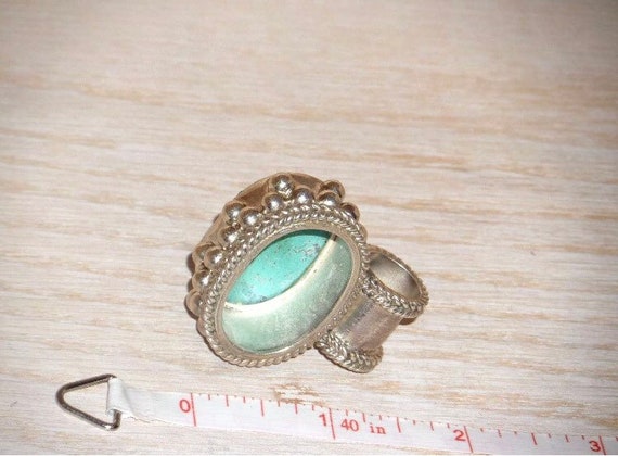 Large heavy handmade sterling silver and turquois… - image 3