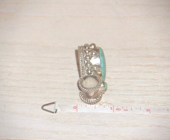 Large heavy handmade sterling silver and turquois… - image 4