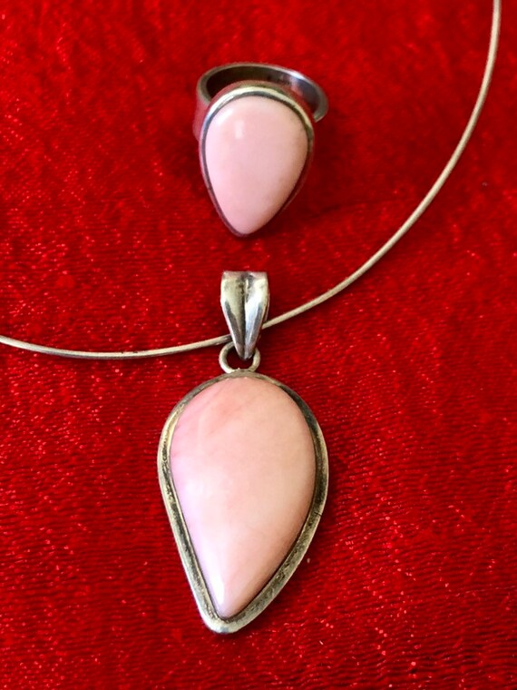 Genuine natural Pink opal necklace, teardrop penda