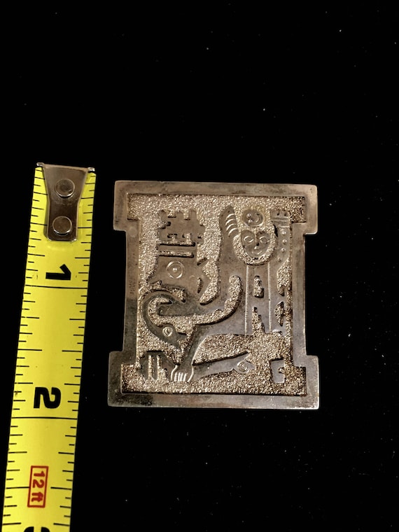 Vintage unique sterling silver Aztec pin and penda
