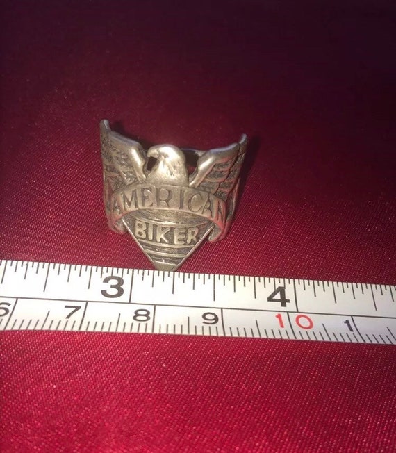 Sterling silver eagle Man's biker ring American Bi