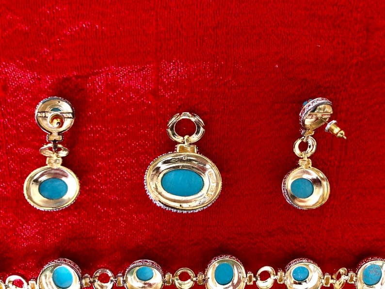 Gold plated sterling silver bracelet earrings and pendant set