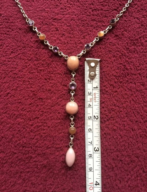 Sterling silver and pink gemstone necklace - image 6