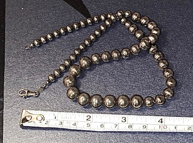 Sterling Silver Graduated Beads Necklace Etsy