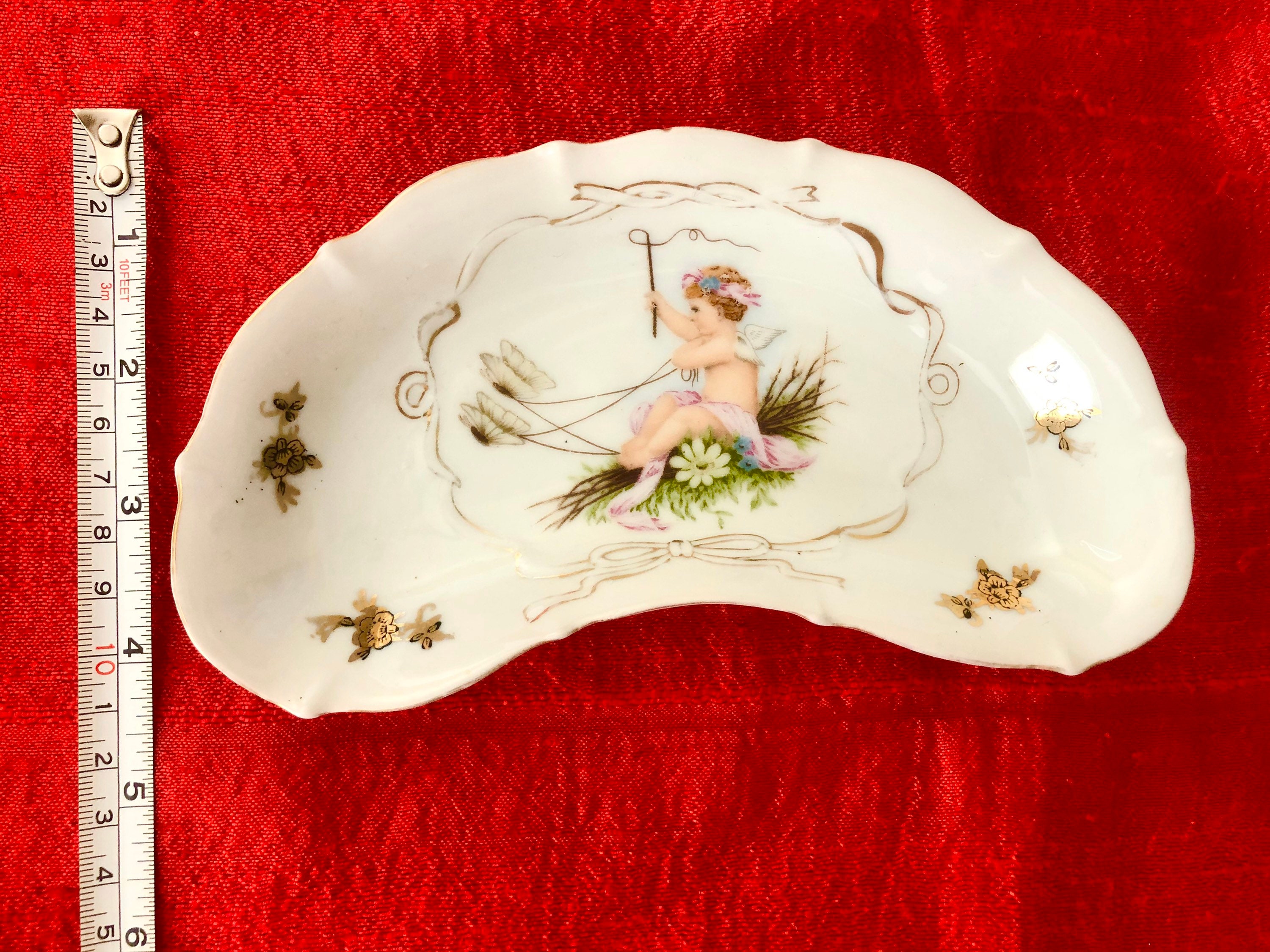 Vintage Art Nouveau Gilded Porcelain Dish Cherub in - Etsy
