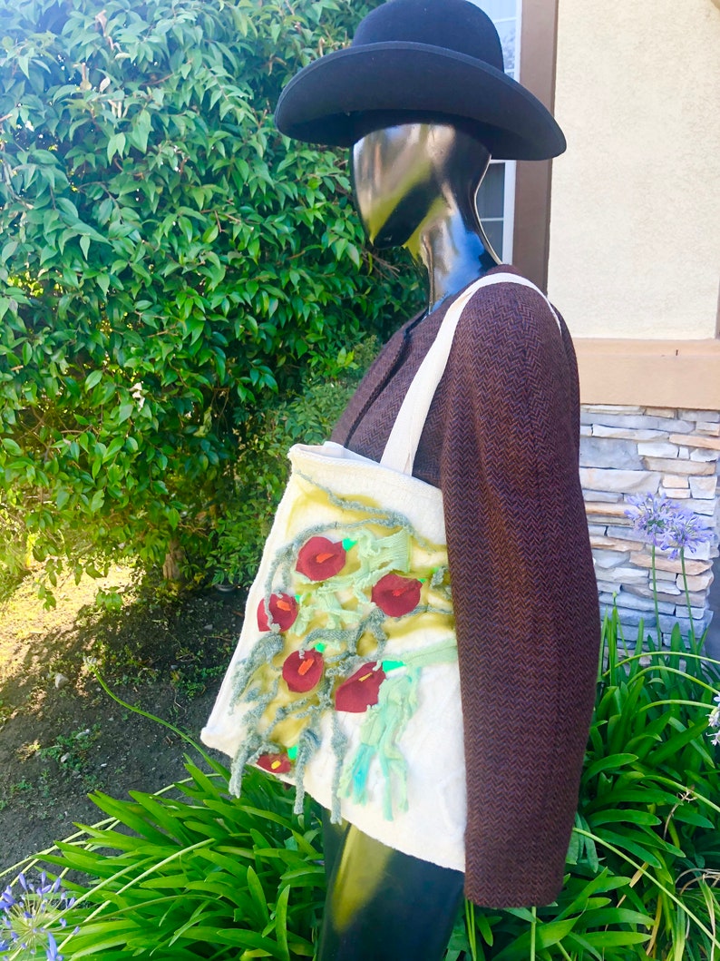 Eco Friendly Fashion Wool One Of A Kind Handmade Upcycled Tote Bag