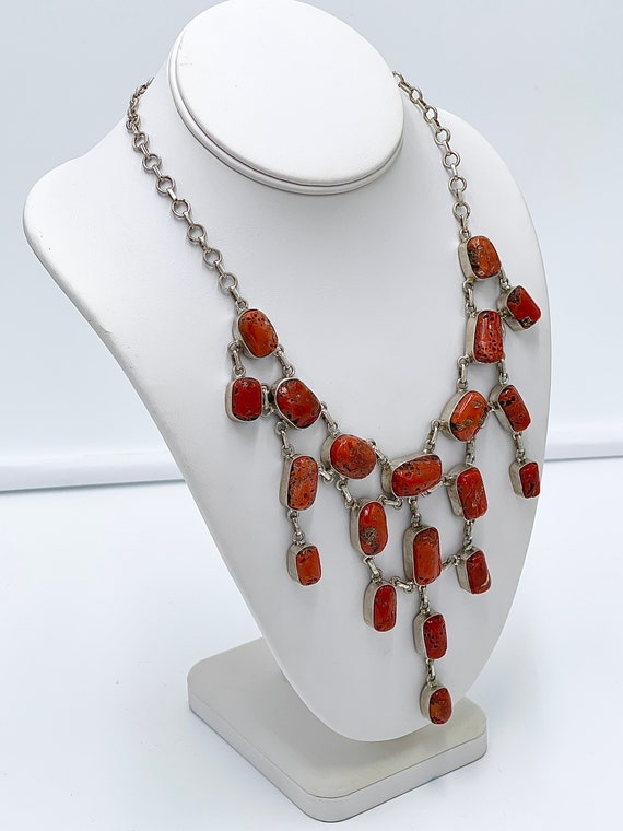 GENUINE ( Untreated ) CORAL And STERLING Silver .… - image 4