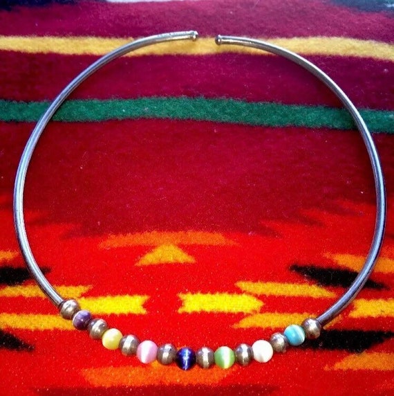 Sterling silver beaded choker - image 1