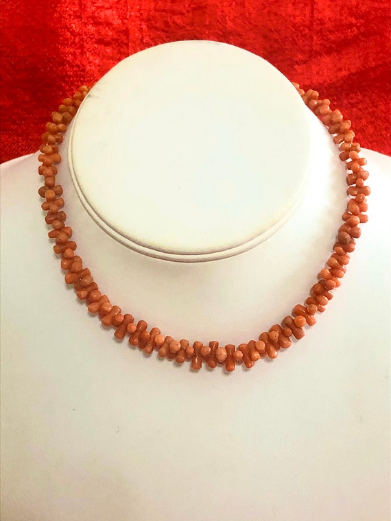 Genuine natural coral beaded necklace
