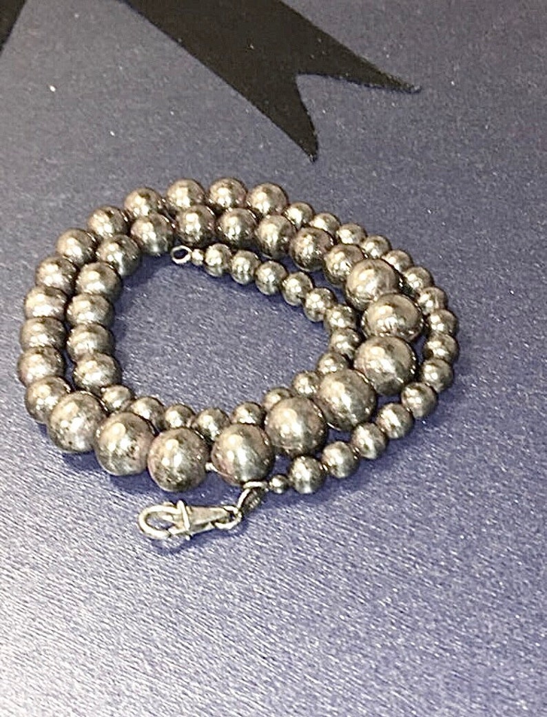 Sterling Silver Graduated Beads Necklace Etsy