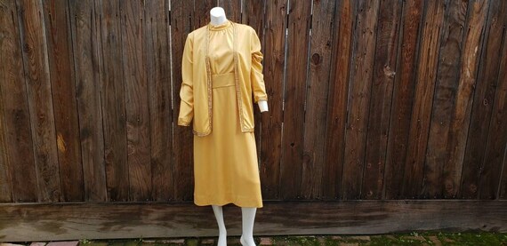 Vintage 60 S Formal Maxi Dress Gold Yellow Bolero Jacket Etsy
