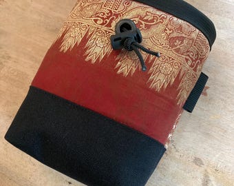 Upcycled Golden Peaks Sari Chalk Bag