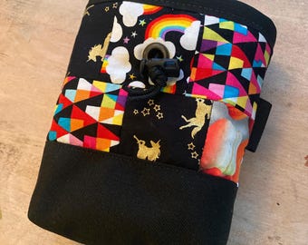 Upcycled Rainbow Scraps Patchwork Chalk Bag