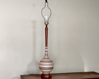 Mid Century Teak and Plaster Table Lamp