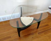 Mid Century Adrian Pearsall Style Black Coffee Side Table with Planter