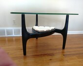 Mid Century Adrian Pearsall Style Black Coffee Side Table with Planter
