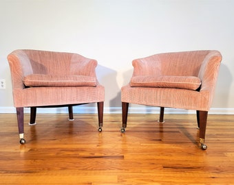 Mid Century Pair of Tub Lounge Chairs with Casters