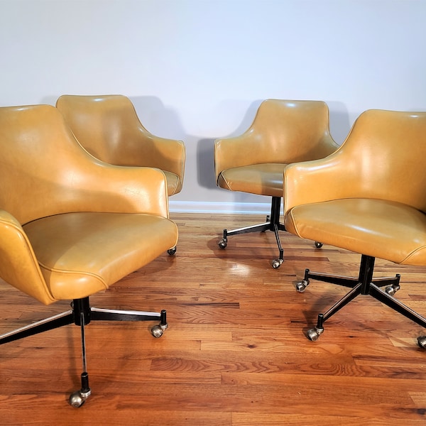 Mid Century Rolling Vinyl Swivel Chairs Etsy