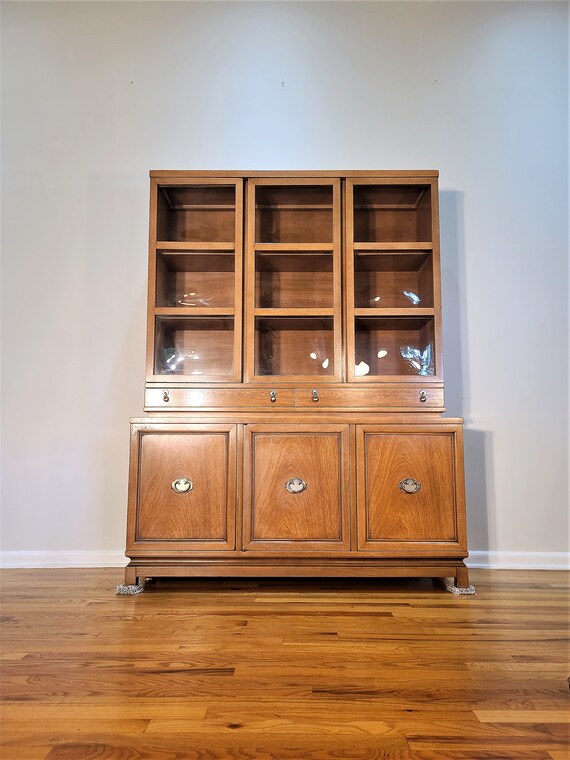 Antique bubble glass china cabinet deals
