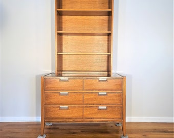Mid Century Basic Witz Three Drawer Cabinet with Bookshelf