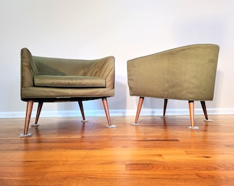 Mid Century Milo Baughman for Thayer Coggin by James Inc. Barrel Chairs