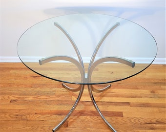Mid Century Chrome and Glass Table, Made in Italy