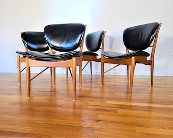 Mid Century Finn Juhl for Baker Furniture NV-51 Set of Four Dining Chairs